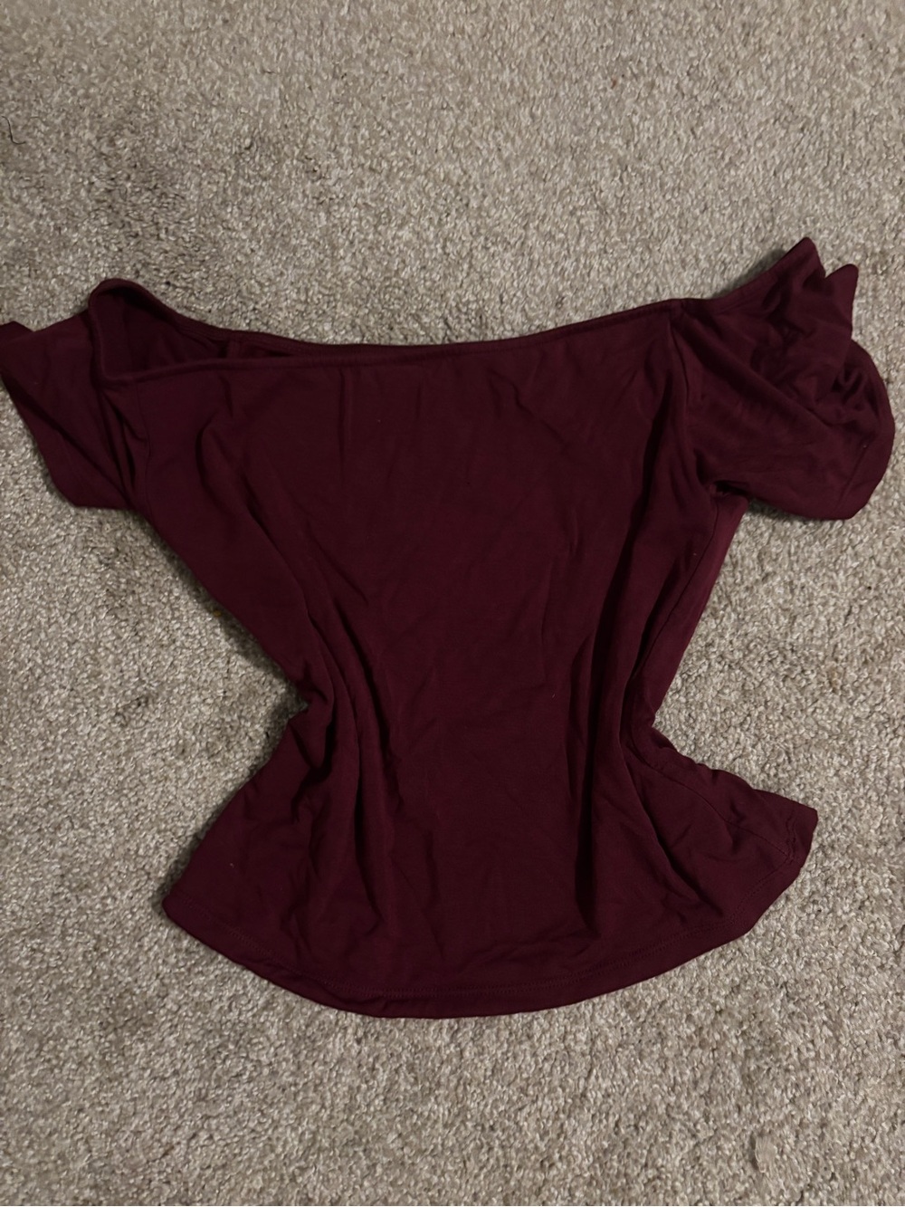 Klassy Network Off-Shoulder Top in Wine